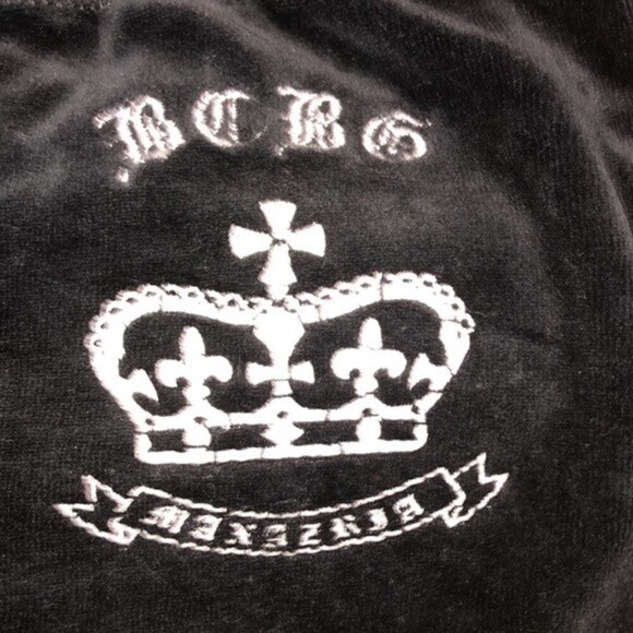 BCBGMAXAZRIA size medium designer black velour sweatpants - Picture 4 of 7